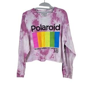 Women's Polaroid Vintage Feel Long Sleeve Cropped Graphic T-Shirt | Size Large